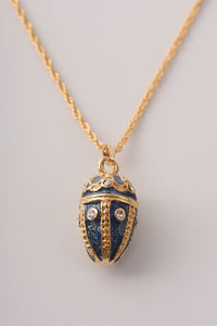 Blue & Gold Egg Pendant Necklace