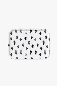 Birch Tray - Black and White Cactus Pattern