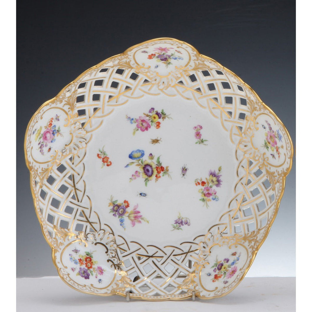 A Meissen porcelain reticulated bowl