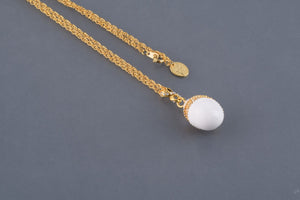 White Egg Pendant Necklace