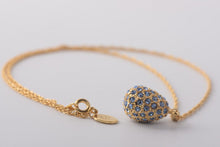 Golden Blue Egg Pendant Necklace