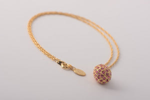 Golden Pink Egg Pendant Necklace