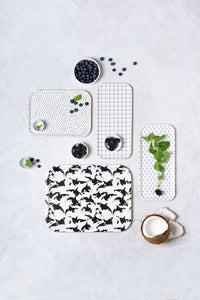 Birch Tray - Black and White Orcas Pattern