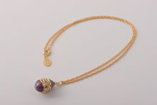 Purple & Gold Egg Pendant Necklace