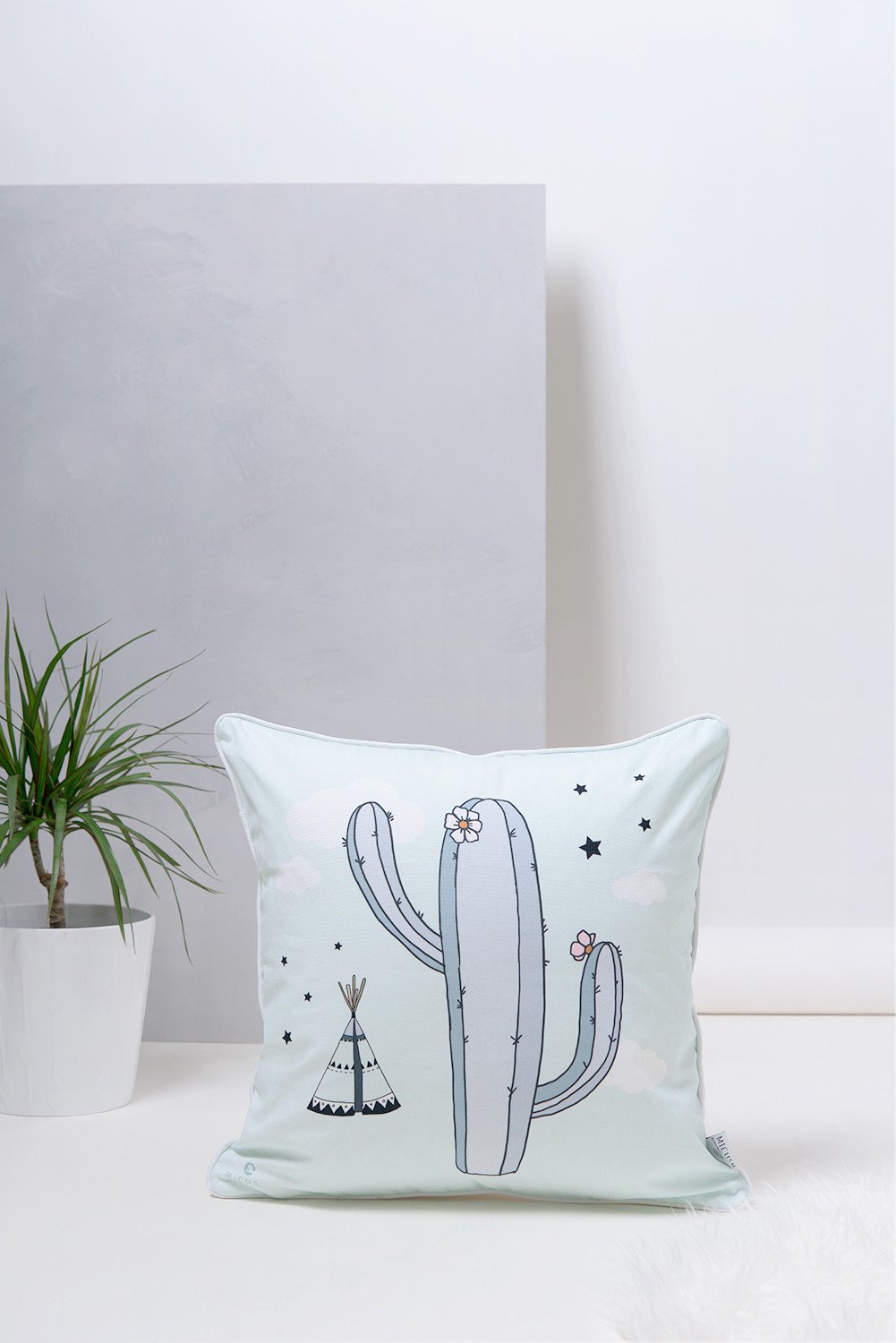 Decorative Pillow - Blue Cactus