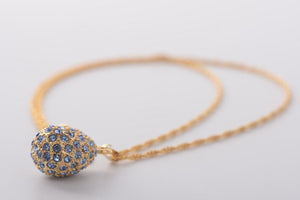 Golden Blue Egg Pendant Necklace