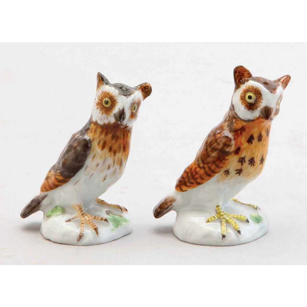 Two Meissen Porcelain Owls