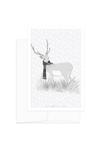 Card - Black & White Animals - Deer in Rain