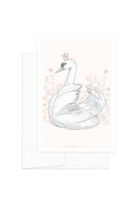 Card - Black & White Animals - White Swan