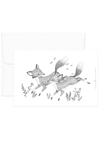 Card - Black & White Animals - Foxes