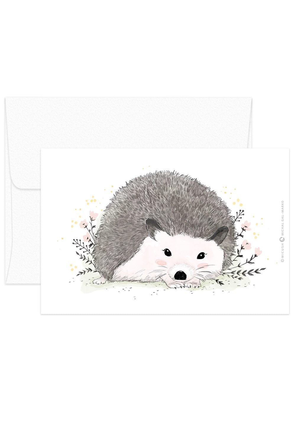 Card - Black & White Animals - Hedgehog