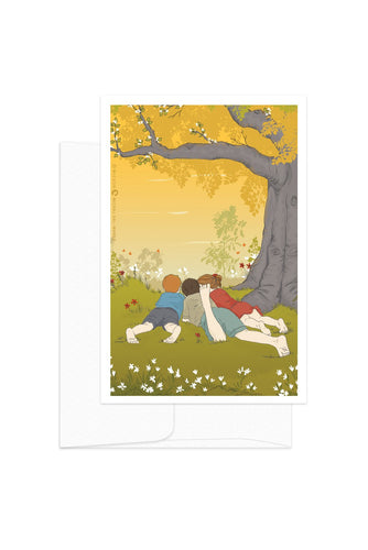 Card - Childhood Moments - Kids Playing on the Grass