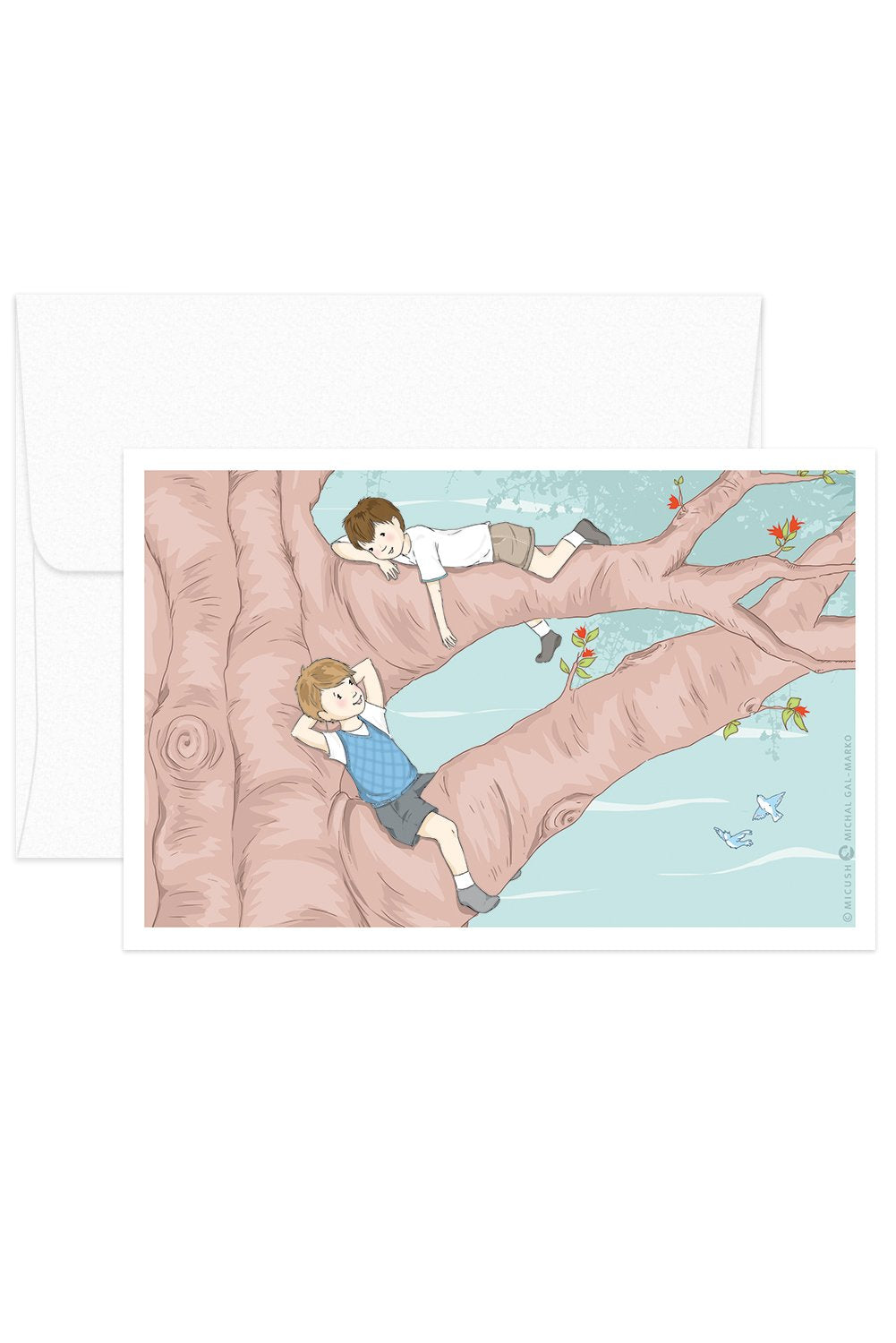 Card - Childhood Moments - Boys on the Tree