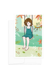 Card - Childhood Moments - Girl on a Swing
