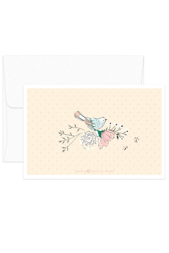 Card - Romantic Set - Bird & Flowers Yellow BG