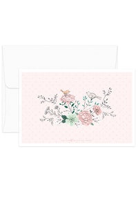Card - Romantic Set - Birds & Flowers Pink BG