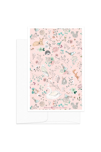 Card - Romantic Set - Animals Pattern Pink BG