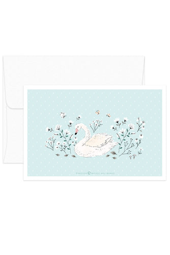 Card - Romantic Set - Swan Blue BG