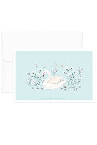 Card - Romantic Set - Swan Blue BG