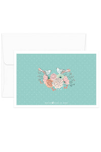 Card - Romantic Set - Birds Turquoise BG