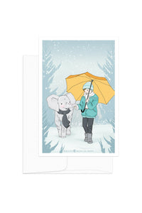 Card - Winter Kids - Boy & Elephant