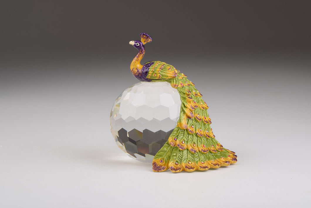 Colorful Peacock on Crystal Ball