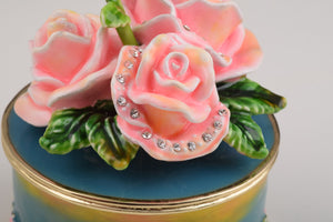 Pink Roses with Butterfly Trinket Box