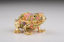 Gold Frog with Colorful Flowers Trinket Box
