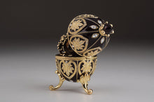 Gold & Black Faberge Egg with Clock