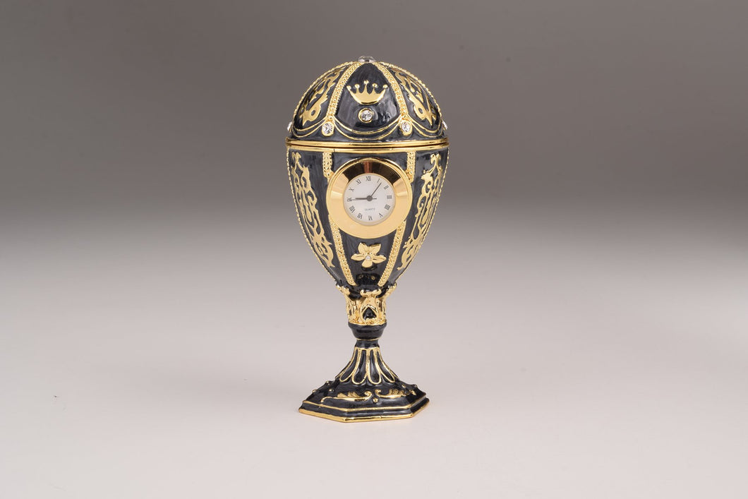 Black Faberge Egg with Clock