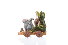 Frog and Squirrel on Wooden Car