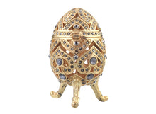Gold Faberge Egg with Blue Crystals
