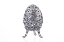 Silver Faberge Egg with Blue Crystals