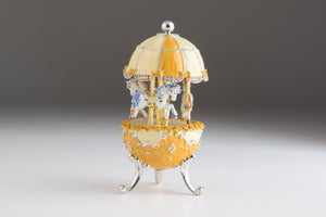 Yellow Faberge Egg Carousel Wind up Music Box