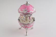 Pink Musical Carousel Faberge Egg with White Royal Horses
