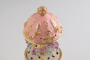 Pink Carousel Faberge Egg with White Royal Horses