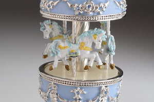 Light Blue Musical Carousel Faberge Egg