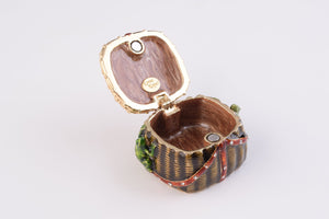 Brown Trinket Box with Frogs