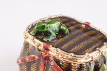 Brown Trinket Box with Frogs