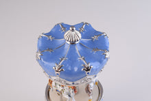 Blue Musical Carousel Faberge Egg with White Royal Horses