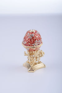 Red Faberge Egg with a Golden Frog Inside