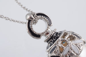Silver & Black Pearl Egg Pendant Necklace