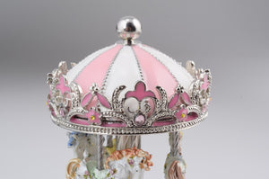 Pink Faberge Egg with Wind up Horse Carousel