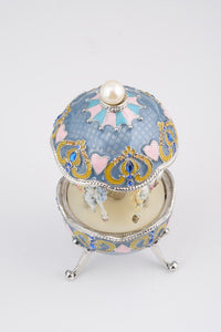 Light Blue Faberge Egg with Horse Carousel