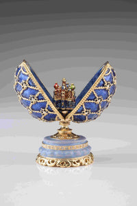 Blue Faberge Egg with Castle Inside