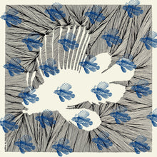 The-Blue-Line-Fish-Scarf-silk-carre-square-black-white-90x90-full-view