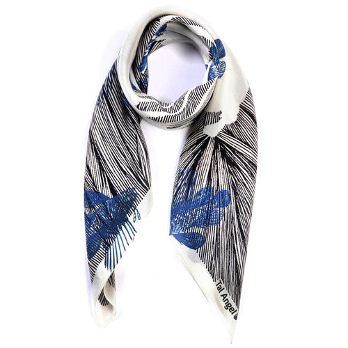 The-Blue-Line-Fish-Scarf-silk-carre-square-black-white-90x90-packshot