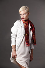 The Red Mosquito scarf silk rectangular yellow pink 45x180 model packshot