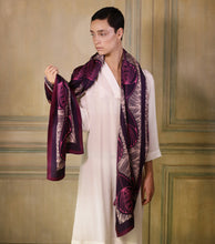 The-Violet-Belle-Époque-Silk-Scarf-pink-rectangular-Tal Angel-65X220 cm-model-closeup1