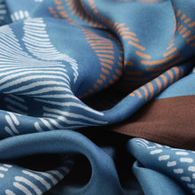 The-Window-of-Blue-Leaves -Silk-Scarf-square-carre-brown-white-135X135 cm-closeup2-by-Tal-Angel-hermes-sarti